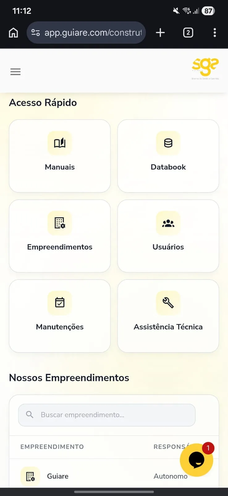App SG2 no celular